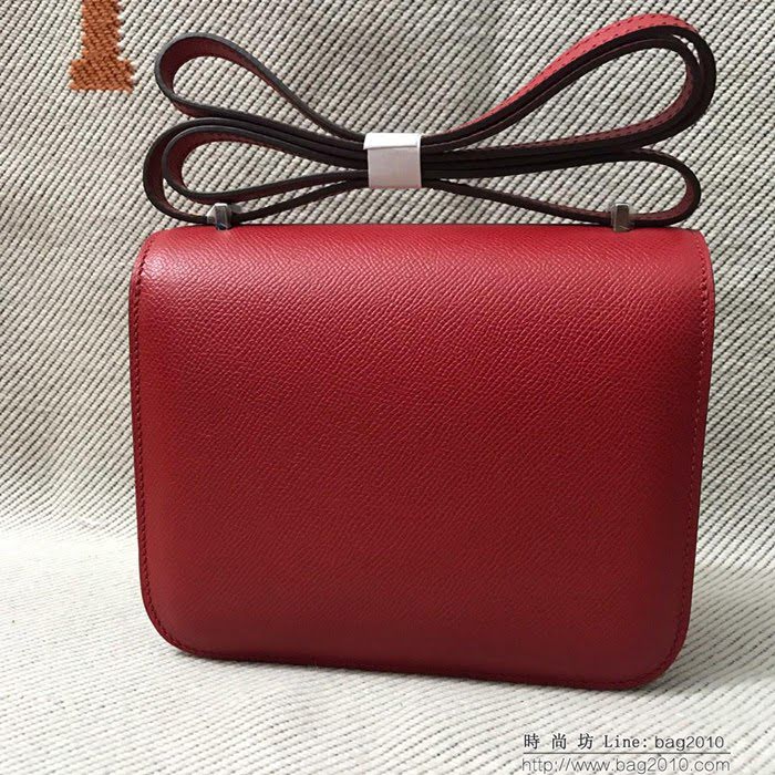 HERMES愛馬仕 H空姐包 進口原廠EP皮 頂級蜜蠟製作 街拍必備單品 大紅金銀 單肩斜挎包  Ama1552